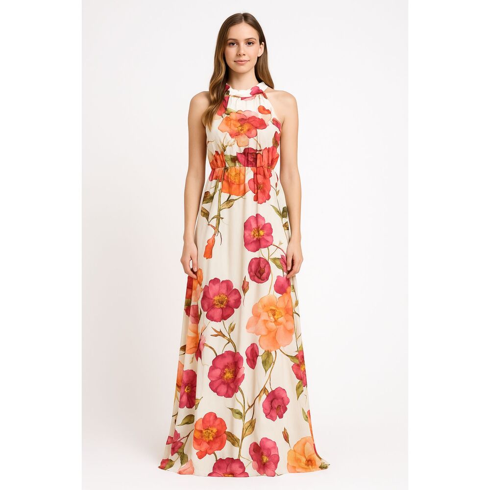 Hope & Ivy Womens White Floral Maxi Dress 2  Bridal Era Regencycore